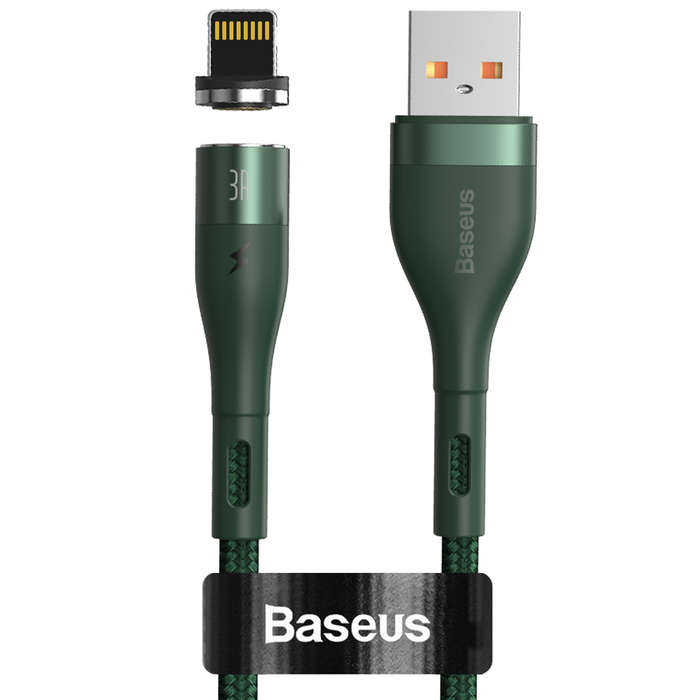 Baseus 2.4A - 1m Magnetic USB Type-A to Lightning Cable - Green