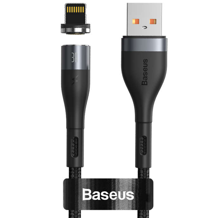 Baseus 2.4A - 1m Magnetic USB Type-A to Lightning Cable - Black