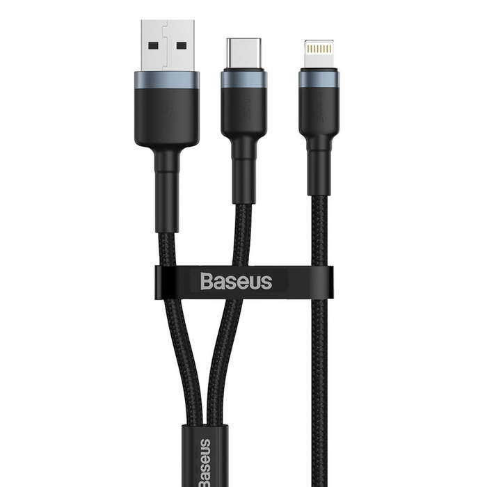 Baseus 1.2m - 2.4A 18W 2in1 Cafule USB Type-C + Type-A PD Cable - Gre+Black