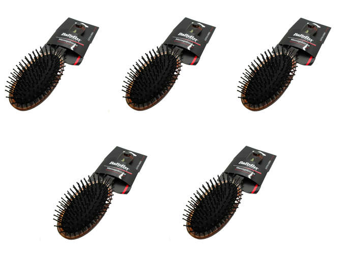 5 x Babyliss Plastic Vintage Bristle Massage Hairbrush - Long Hair Care