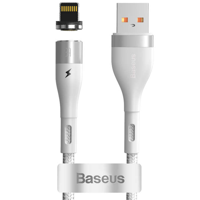 Baseus 2.4A - 1m Magnetic USB Type-A to Lightning Cable - White
