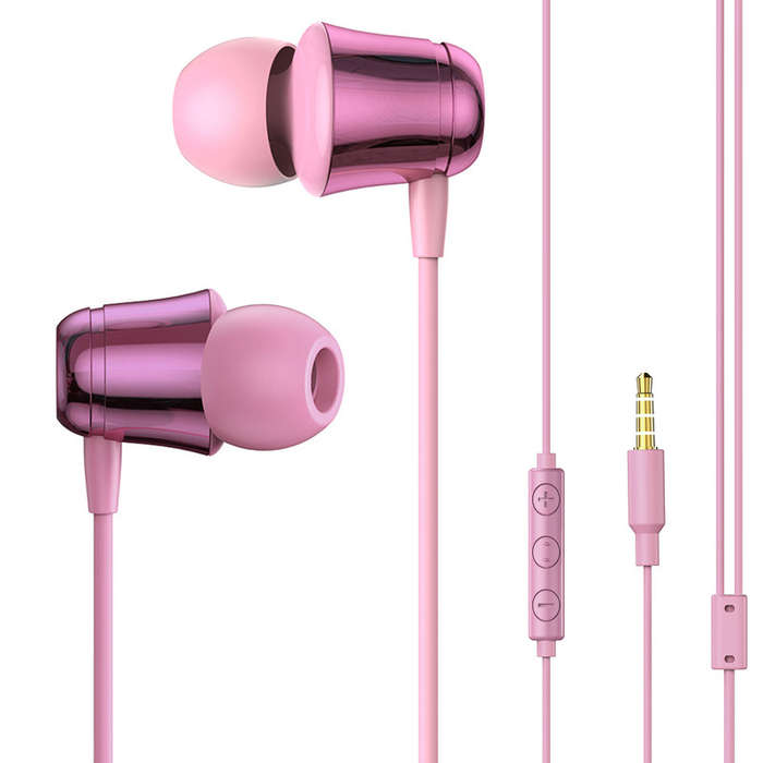 Baseus 1.2m Encok H13 Wired Earphones with Volume/Call Controls - Pink