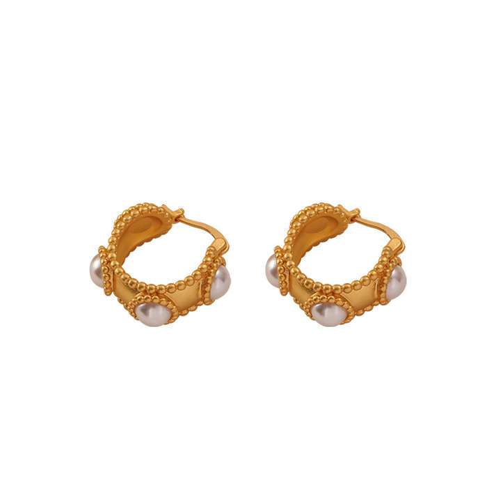 Jacaranda Vintage Pearl Earrings Golden Fashion Jewelry