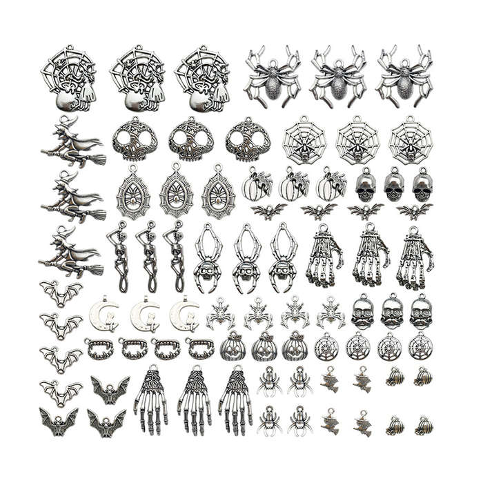 100 Piece Halloween Charms Pendants For DIY Jewelry Making