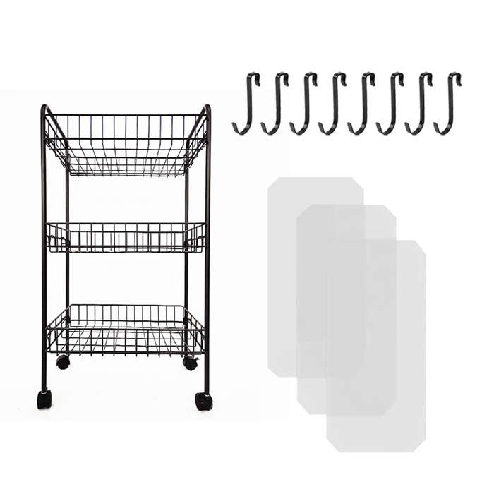 Kitchen Storage Cart With Wheels Kitchen Food Organizer - 3 Tier