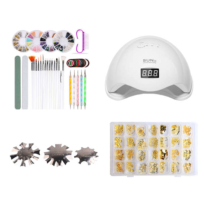 DHAO 42pcs Nail Art Set With UV Nail Lamp Nail Decorations - 48W-Box1