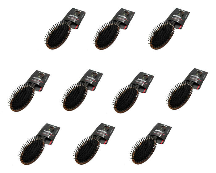 10 x Babyliss Plastic Beige Bristle Massage Hair Brush - Long Hair Care