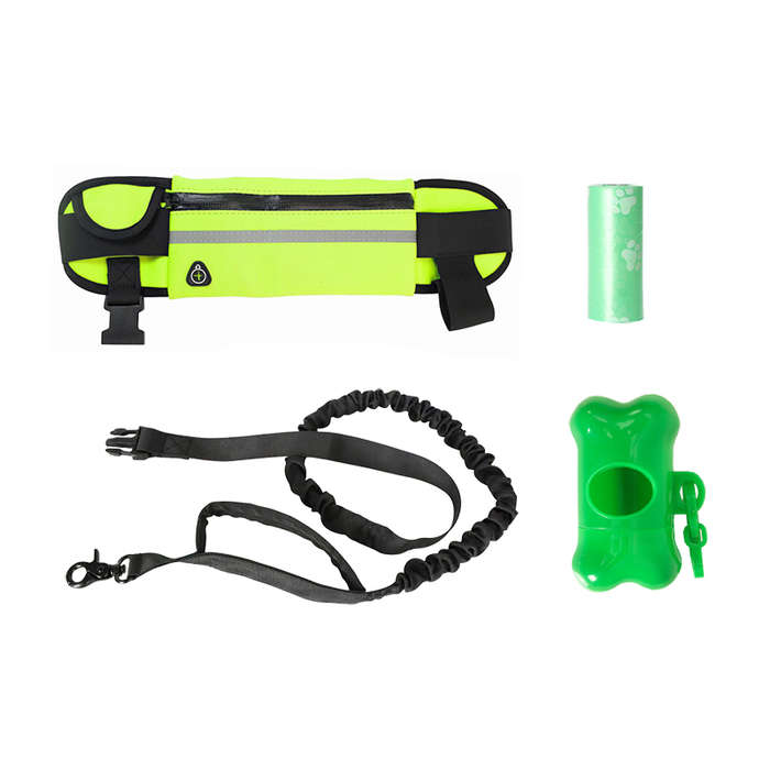 Hands-Free Waistbelt With Pet Poop Bag - Green