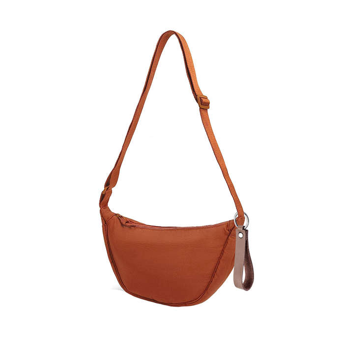 Small Sling Crossbody Bag Crescent Bag with Pendant - Orange
