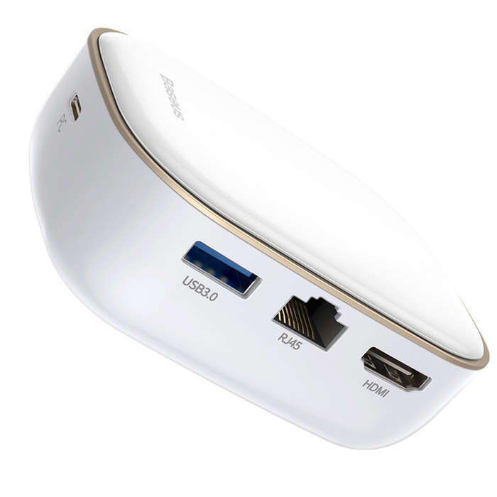 Baseus 60W USB Type-C Multifunctional HUB Adapter with Power Supply - White