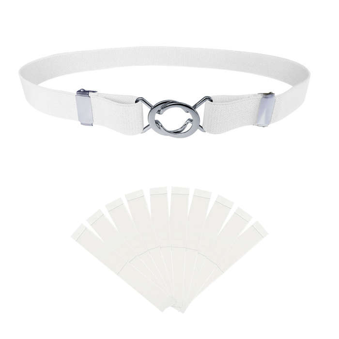 Women Skinny Belt Comfortable Elastic Adjustable Belt - White