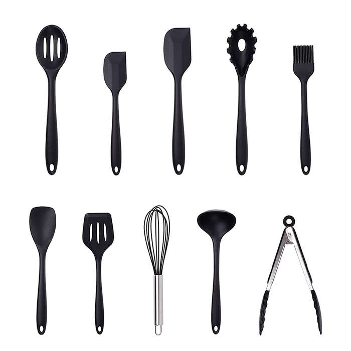 10 Pieces Silicone Cooking Utensils Kitchen Utensil Set - Black