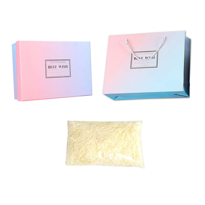 Gradient Color Box With Lid And Shredded Paper Filler - Large