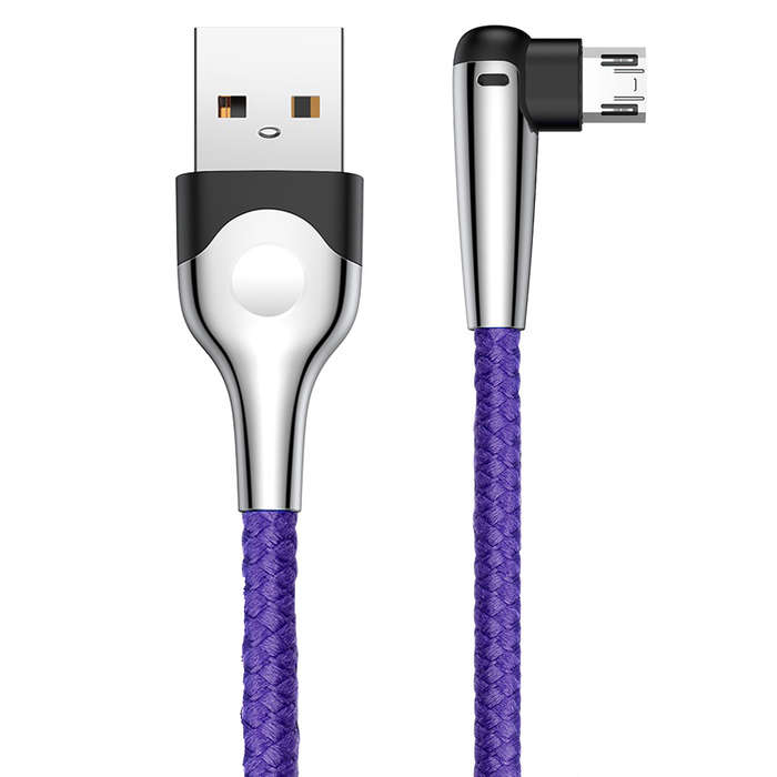 Baseus 1m 2.4A LED MVP USB Type-A 2.0 to Reversible Micro - Purple & Silver