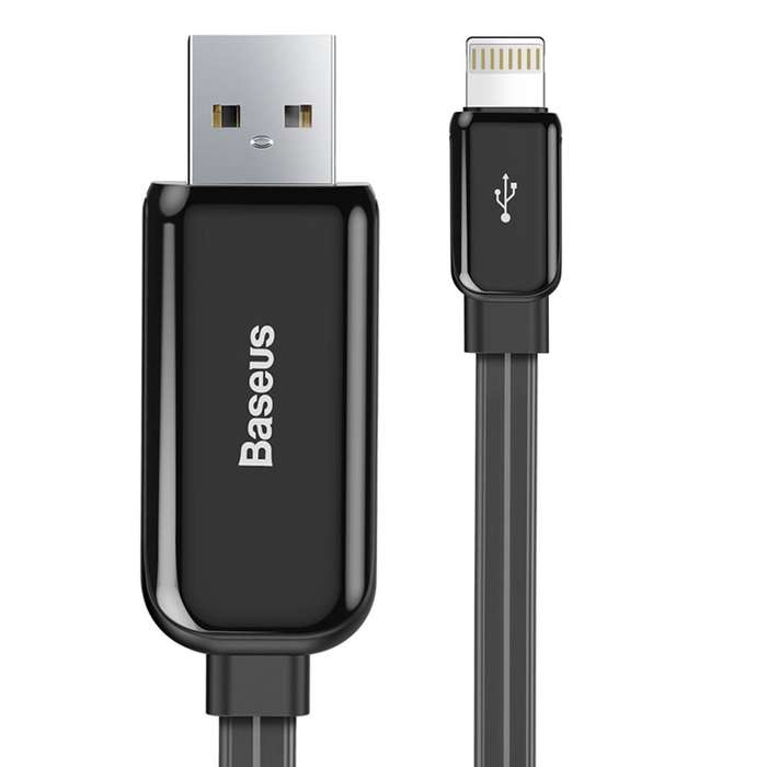 Baseus 1m - 2.4A Glowing Data USB Type-A 2.0 to Lightning Cable - Black