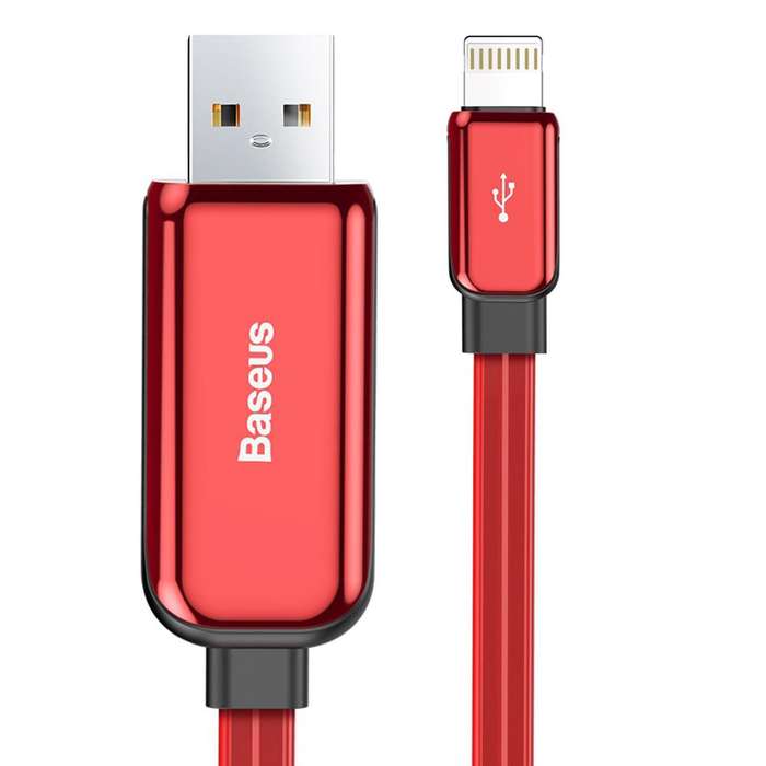 Baseus 1m - 2.4A Glowing Data USB Type-A 2.0 to Lightning Cable - Red