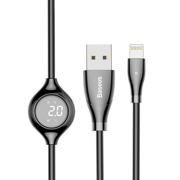 Baseus 1m - 2A Big Eye Digital Display USB Type-A 2.0 to Lightning - Black