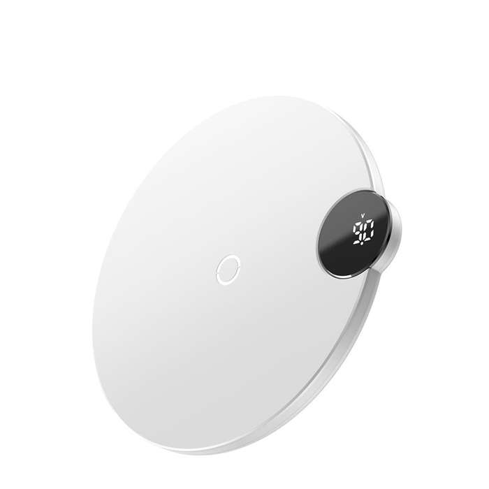 Baseus 10W - 2A LED Display Wireless Charger & 1.2m Lightning Cable - White