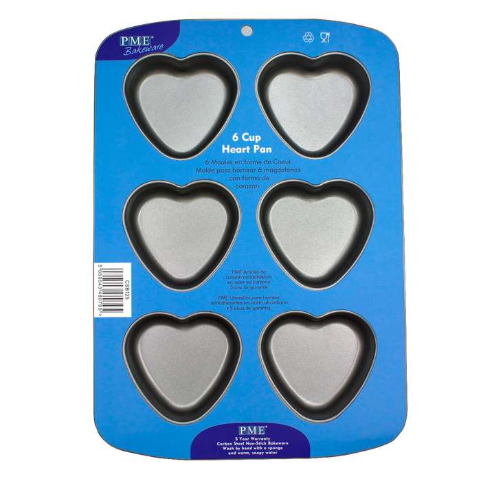NON STICK - 6 CUP HEART PAN (37.3 X 26.1MM / 14.7 X 10.3")