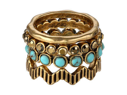 Lucky Brand - Winter Glimmer Turquoise Pave Stack Ring (Gold) - Jewelry
