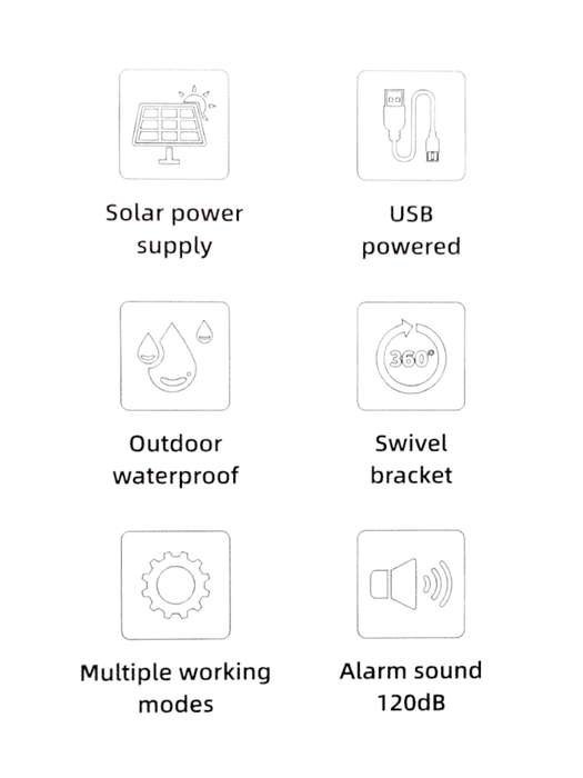 CLQ700 - SP Andowl  Solar PIR .Sound and Light Alarm WiFi Compatible
