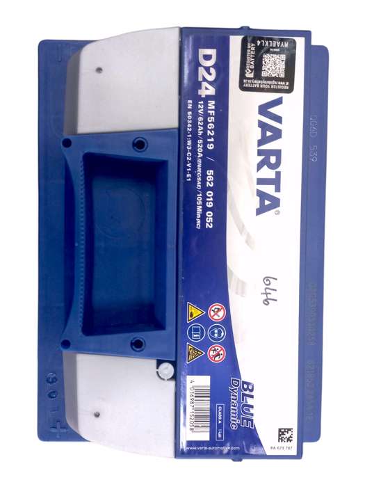 FD0250  Varta Blue D24 Battery 12V 62Ah+ Old Batt Del Instore.No Batt Add R295. Warranty 25 Months