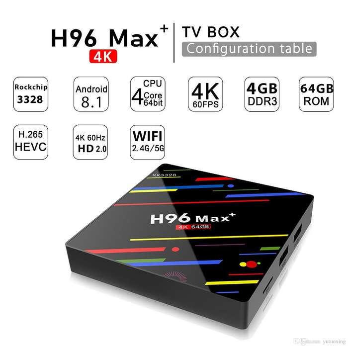 H96 MAX+ Android Smart TV Box    RK3328 Quad-Core 64Bit 4GB RAM 32GB