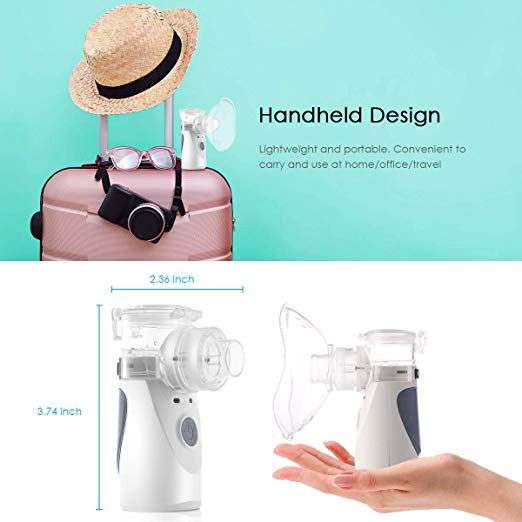 Handheld Portable Ultrasonic Nebulizer Atomiser Inhaler Nebuliser - NEARLY SILENT OPERATION