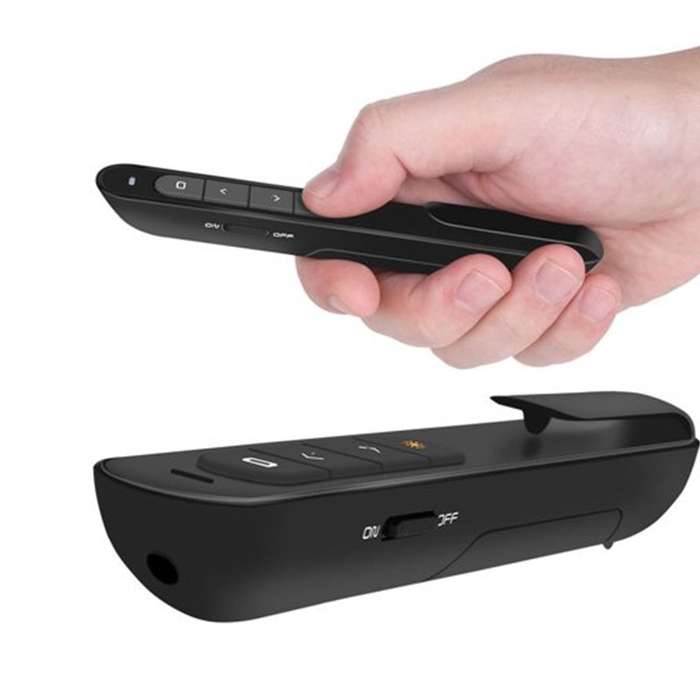 Wireless USB Laser Pointer Presenter Remote Control with Hyperlink and Volume Control Function Black