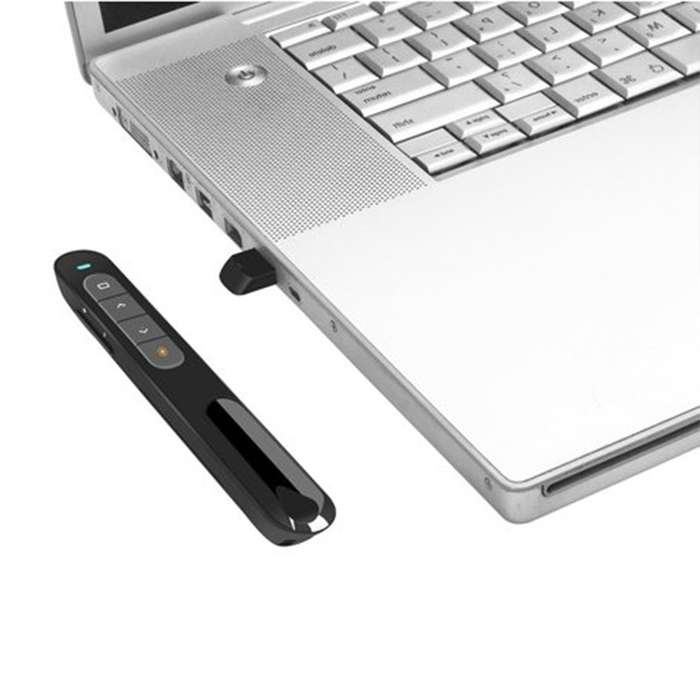 Wireless USB Laser Pointer Presenter Remote Control with Hyperlink and Volume Control Function Black