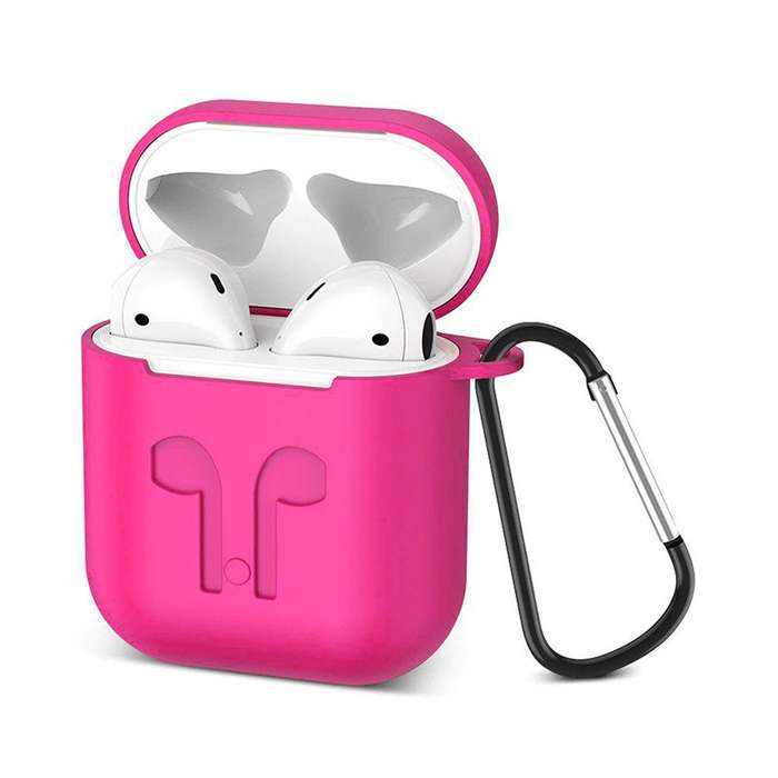 Protective Silicone Cover for Apple AirPods Charging Case with Detachable Clip Red