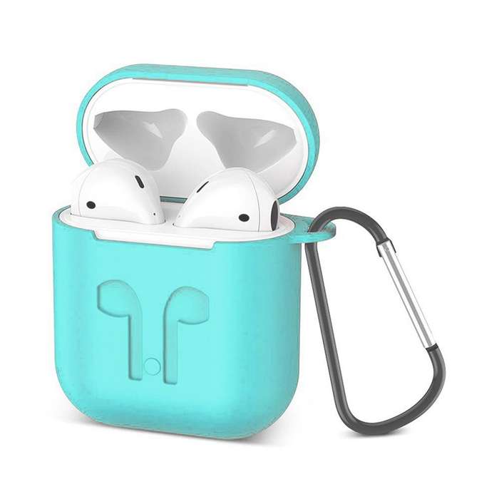 Protective Silicone Cover for Apple AirPods Charging Case with Detachable Clip Red