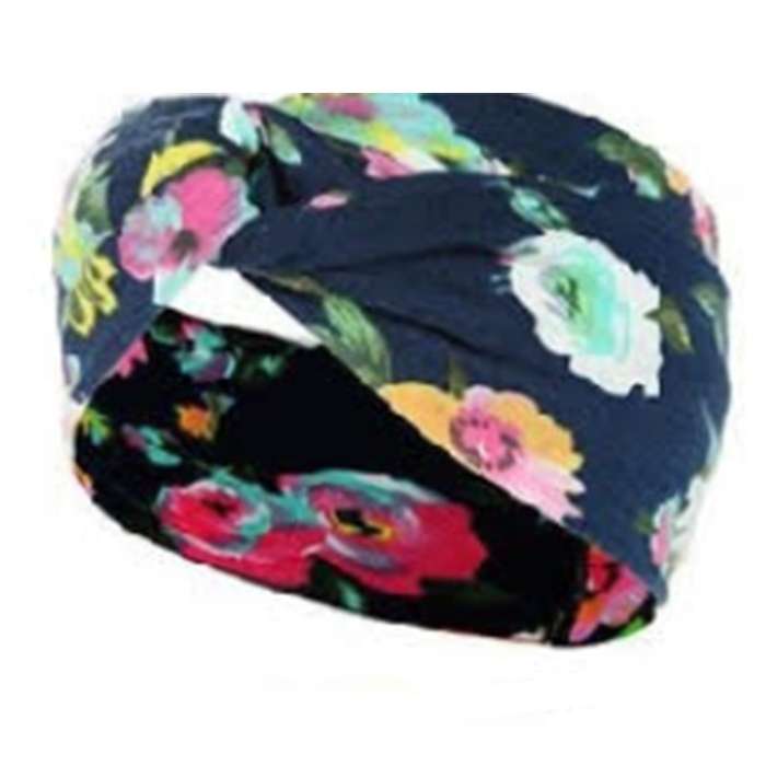 Ladies Headband Navy and cream
