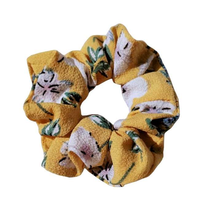 Hair Scrunchies Baby Pink Floral.