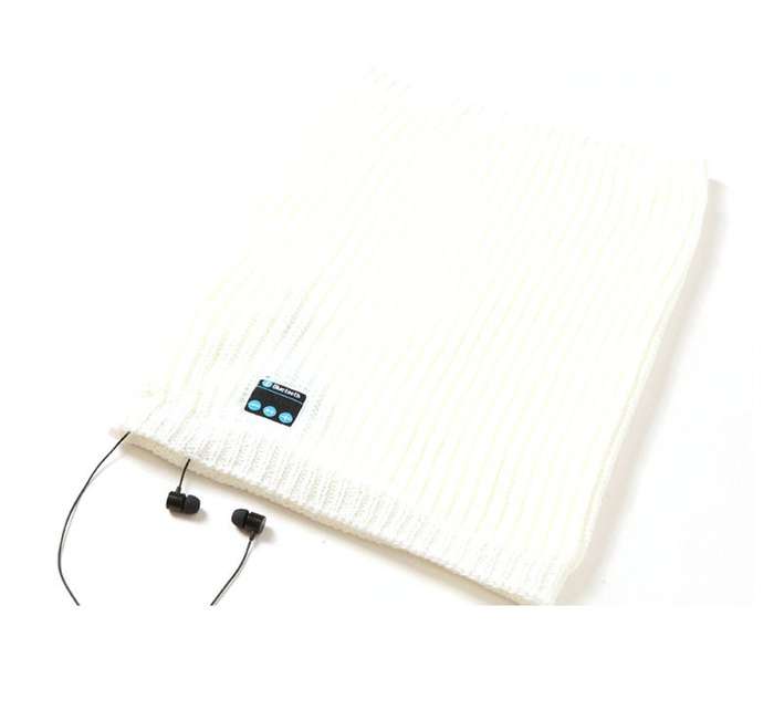 Warm Knitted Style Scarf with Built-in Wireless Bluetooth Headphones Royal Blue