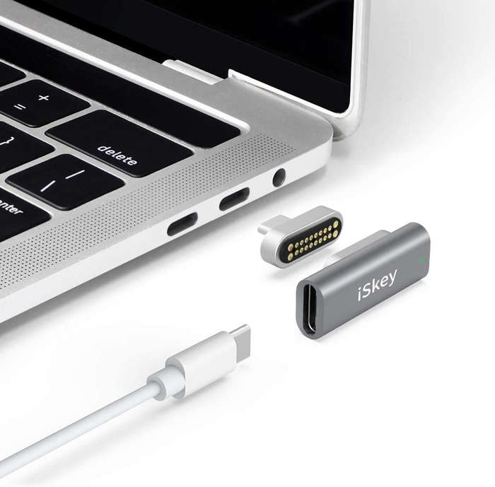 Magnetic USB-C Right Angle Connector Adapter Compatible with MacBook Pro/Pixelbook/Matebook Black