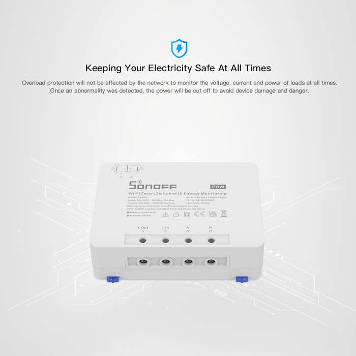 Sonoff POW R3 25A WiFi Geyser Smart Switch with Power Consumption Measurement (compatible with Go...
