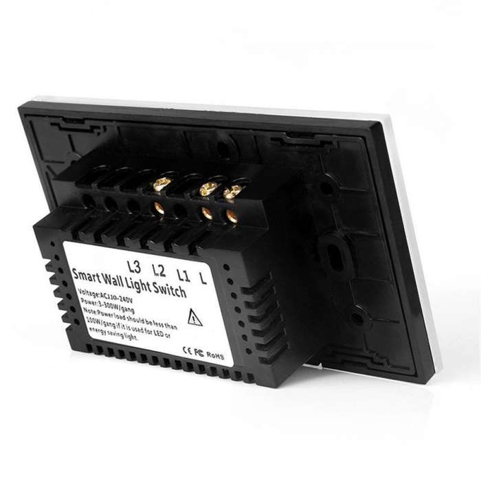 Smart Light Switch - RF Touch Remote Control - (NO NEUTRAL REQUIRED) 3 Gang