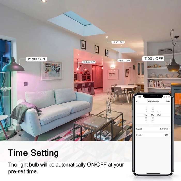 Surplife Smart WiFi LED 10W Bulb B22 RGBCW Multicolour (Bayonet) - Compatible - Surplife App
