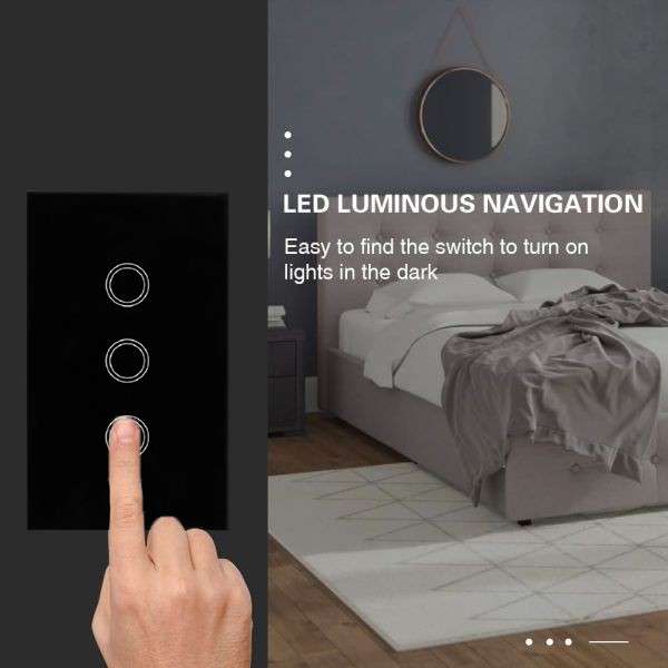 EWELINK Wifi Smart Light Switch - Black / No Neutral Required 3 Gang