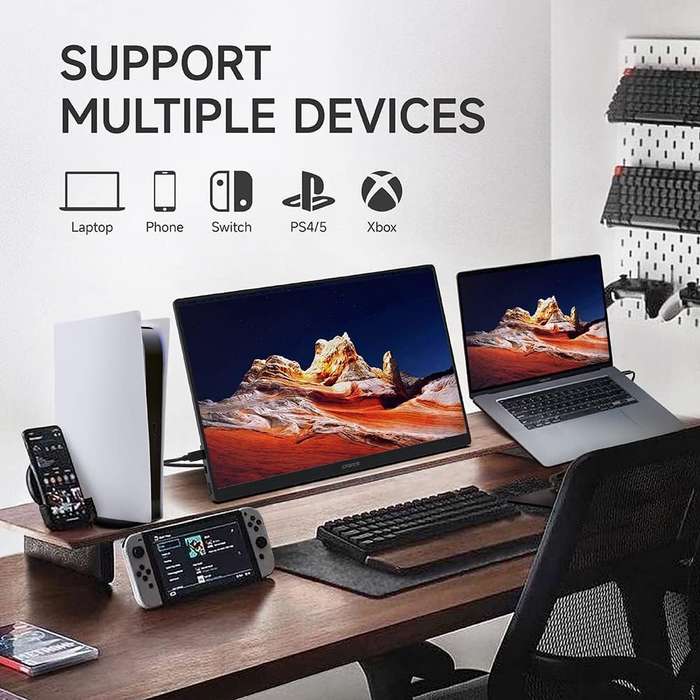 C-FORCE Portable Monitor - for PC Mac - Phone - Xbox - Switch - PS5 / 15.6" / 1080P FHD / USB C /...