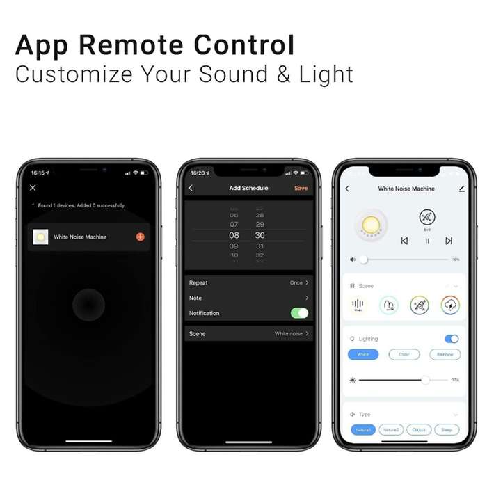 Smart White Noise Machine - Supports Remote Operations / 34 Non-recurring Music Options