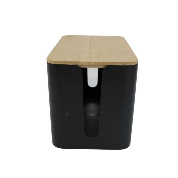 Cable Cord Concealing Box - with Bamboo Lid White Medium