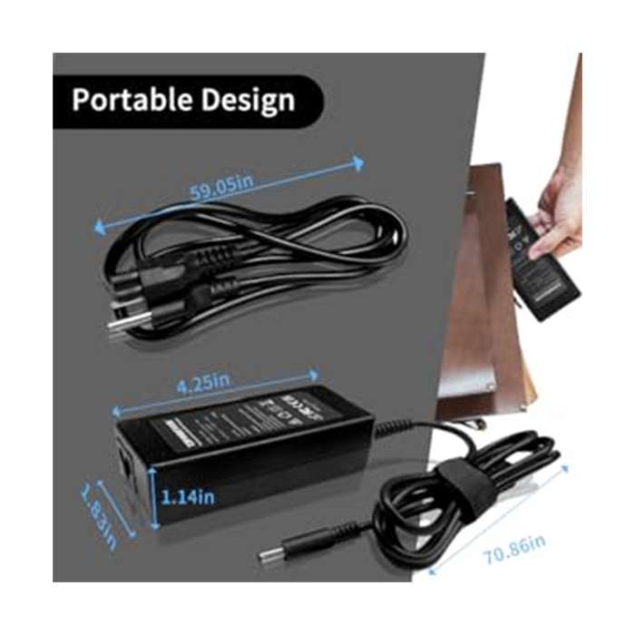 65W Laptop Charger - compatible with Dell Inspiron - Latitude - and Vostro (7.4x5.0mm DC)