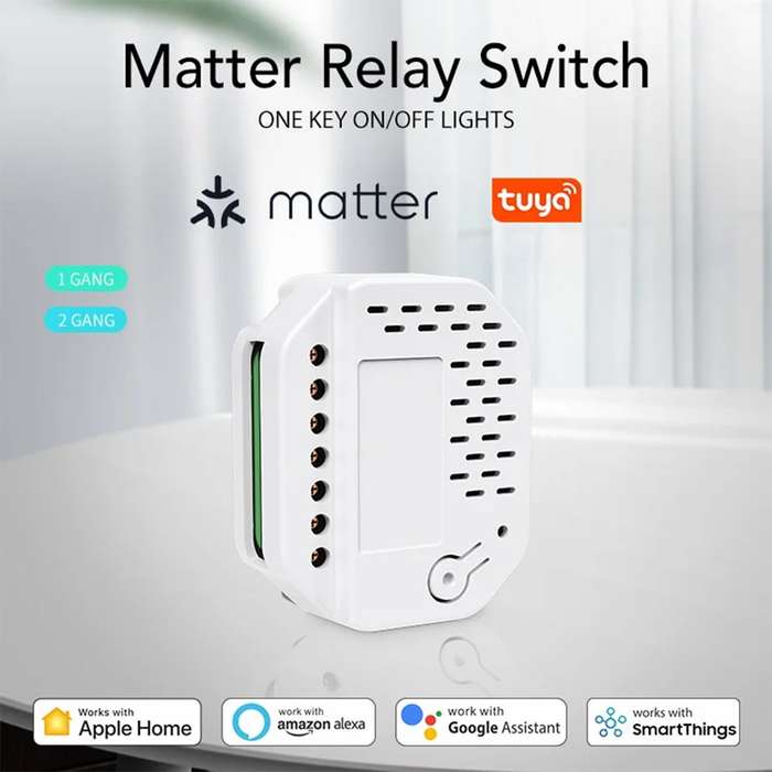 Tuya Matter Smart Wi-Fi Relay Switch - works with Siri- Alexa- Homekit & Google