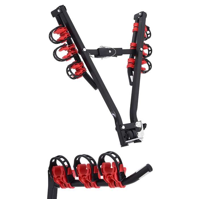 Foldable Towbar Bike Rack - Fits Up to 3 Bikes / Black