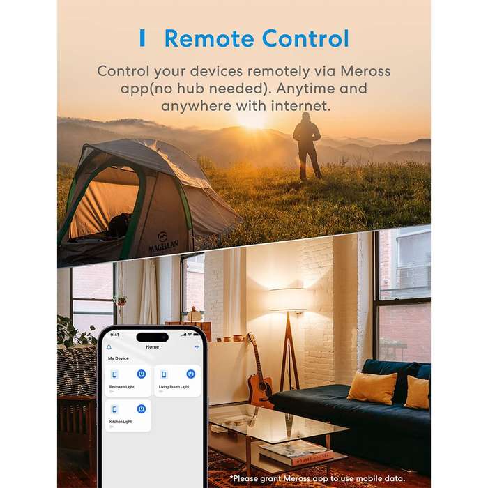 Meross Smart Light Switch (MSS550HK-EU) - Control Your Lights from Anywhere / 2-Way / 2.4G Wi-Fi ...