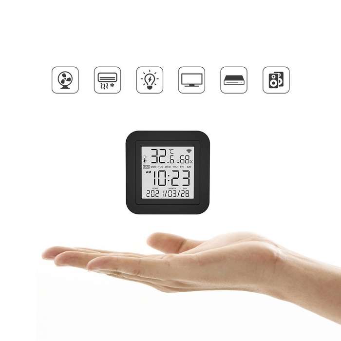 Tuya Smart Wi-Fi IR Remote (Temperature & Humidity) - Control & Monitor from Anywhere / Black wit...