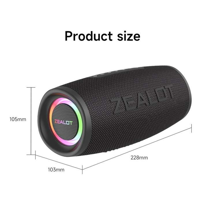 ZEALOT Portable Bluetooth Speaker (S56) - Black