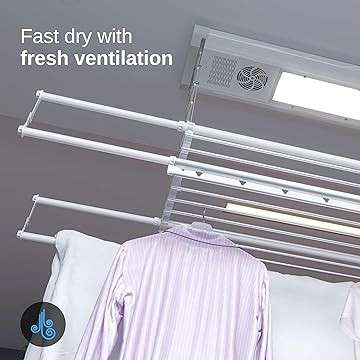 Smart Electric Drying Rack with Four Poles- Remote Control Lifting- LED Lighting & Air Drying